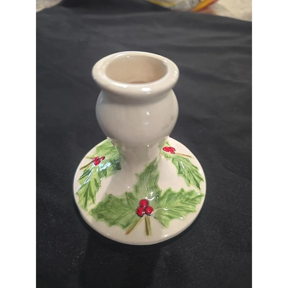 Vintage Holiday Mistletoe Candle Stick Holder 3